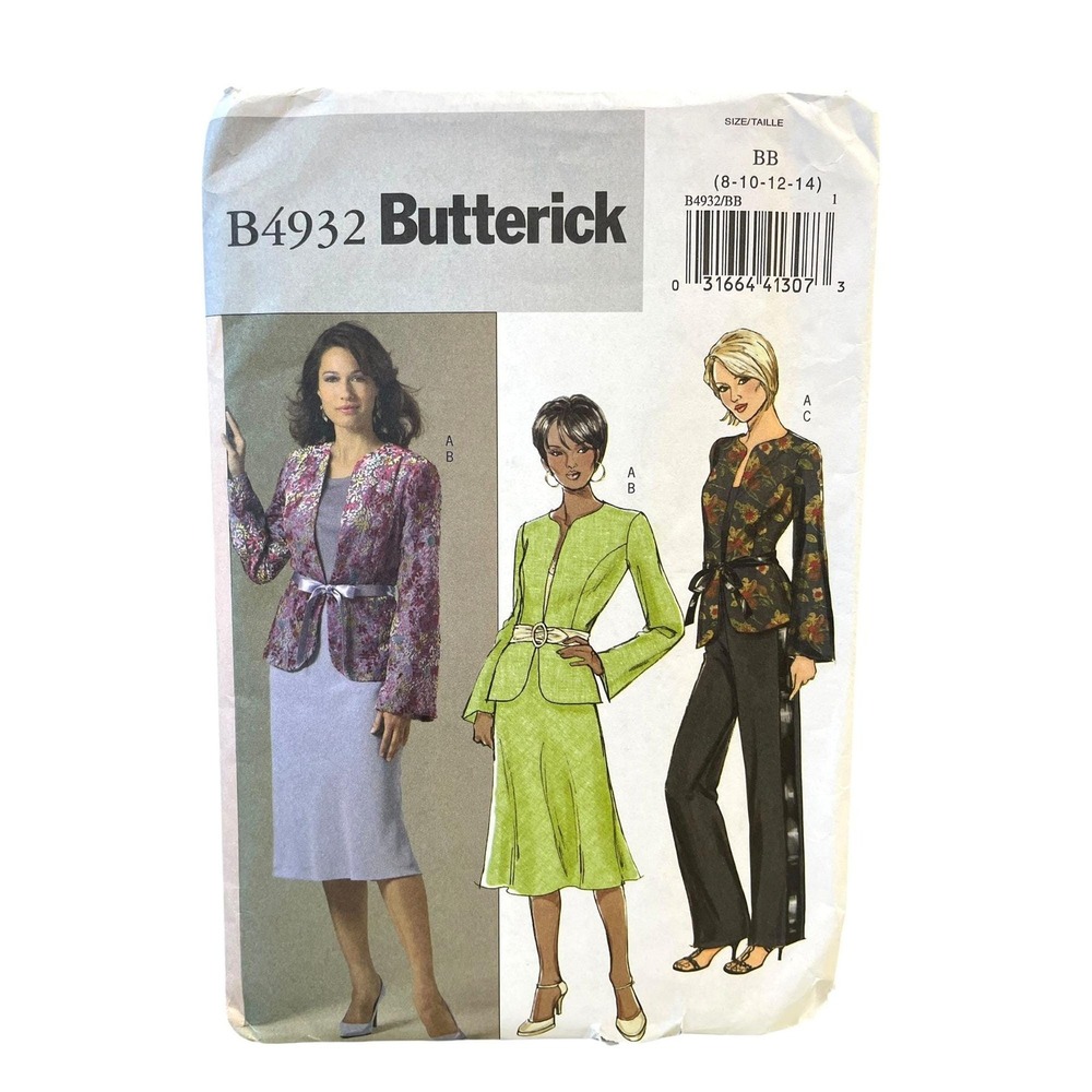Butterick B4932 Sewing Pattern Misses Petite Jacket Skirt & Pants Sizes 8-14